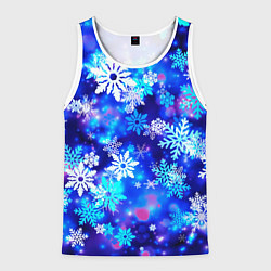 Майка-безрукавка мужская Яркие узоры снежинок, цвет: 3D-белый
