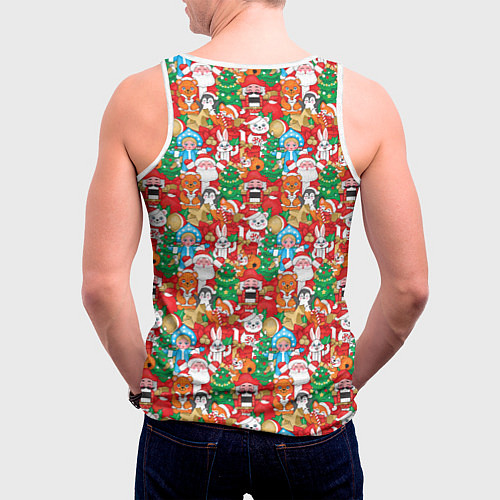 Мужская майка без рукавов Новогодние игрушки / 3D-Белый – фото 4