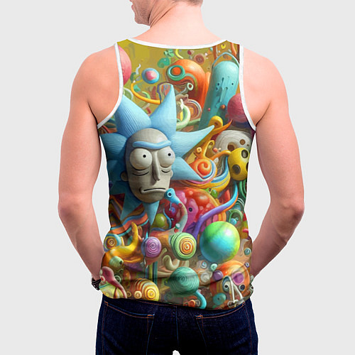 Мужская майка без рукавов Рик Санчес - абстракция / 3D-Белый – фото 4