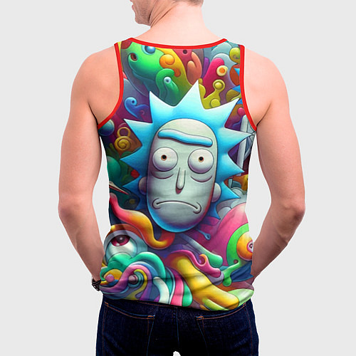 Мужская майка без рукавов Рик Санчес - граффити / 3D-Красный – фото 4