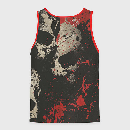 Мужская майка без рукавов Силуэты черепов на гранжевом фоне / 3D-Красный – фото 2