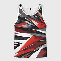 Майка-безрукавка мужская Чёрно-красно-белая абстракция, цвет: 3D-белый