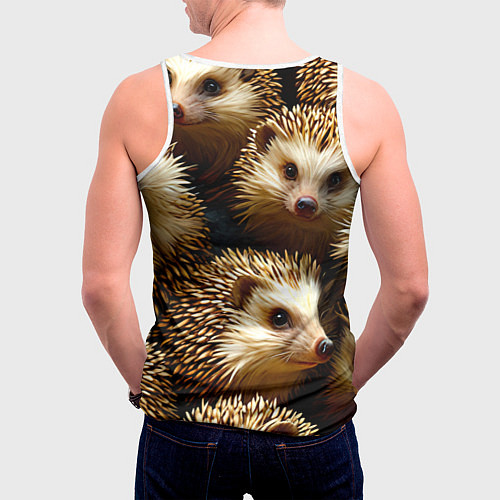 Мужская майка без рукавов Ежи / 3D-Белый – фото 4
