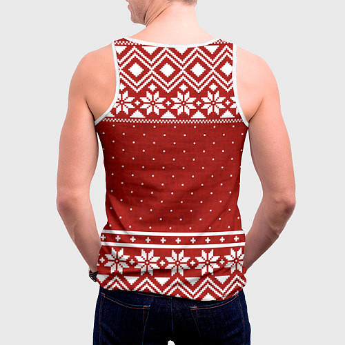 Мужская майка без рукавов Почита новогодний свитер / 3D-Белый – фото 4