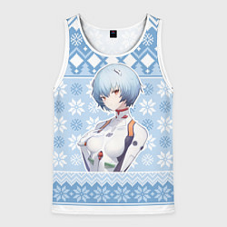 Мужская майка без рукавов Rei christmas sweater Evangelion