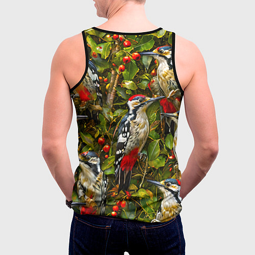 Мужская майка без рукавов Дятлы / 3D-Черный – фото 4