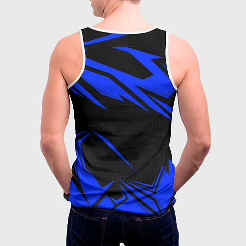 Мужская майка без рукавов Блюлок - синяя абстракция / 3D-Белый – фото 4