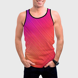 Майка-безрукавка мужская Градиент в косую полоску, цвет: 3D-черный — фото 2