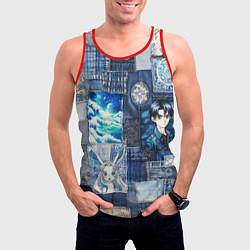 Майка-безрукавка мужская Микс аниме и пэчворк, цвет: 3D-красный — фото 2