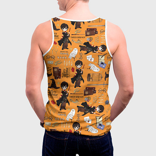 Мужская майка без рукавов Гарри Поттер паттерн / 3D-Белый – фото 4