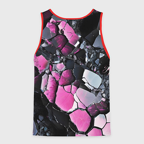 Мужская майка без рукавов Чёрно-розовый камень / 3D-Красный – фото 2