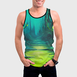 Майка-безрукавка мужская Зелёная кислотная абстракция, цвет: 3D-черный — фото 2