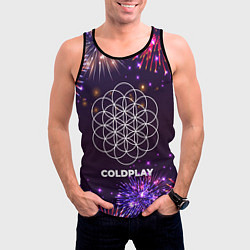 Майка-безрукавка мужская Праздничный Coldplay, цвет: 3D-черный — фото 2