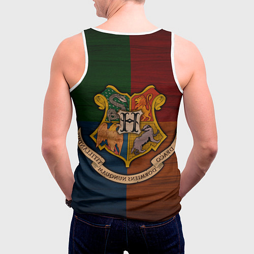 Мужская майка без рукавов Hogwarts emblem / 3D-Белый – фото 4