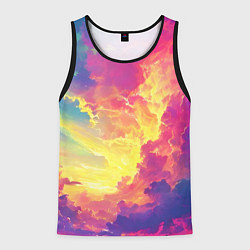 Майка-безрукавка мужская Розовые облака на синем небе, цвет: 3D-черный