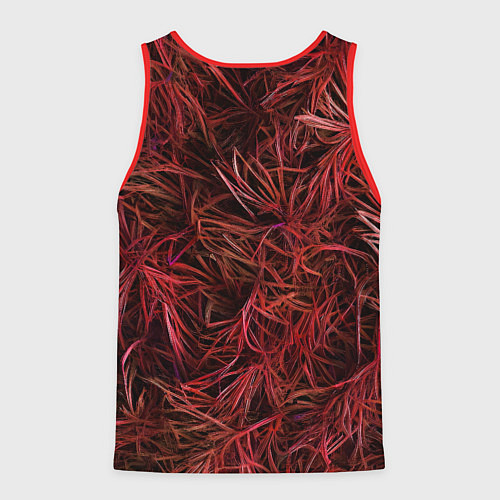 Мужская майка без рукавов Красная трава на чёрном фоне / 3D-Красный – фото 2