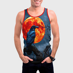 Майка-безрукавка мужская Ворон на закате, цвет: 3D-красный — фото 2