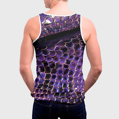 Мужская майка без рукавов Фиолетовая кожа змеи / 3D-Белый – фото 4