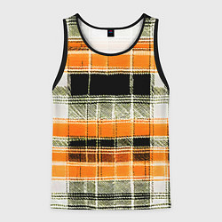 Майка-безрукавка мужская Белые полосы на чёрно-жёлтом фоне, цвет: 3D-черный