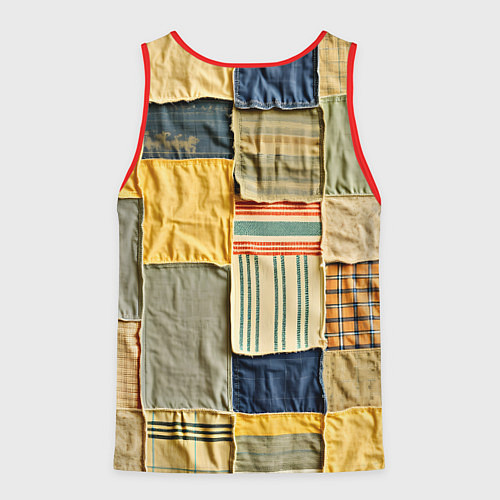 Мужская майка без рукавов Пэчворк в желтых оттенках / 3D-Красный – фото 2