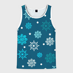 Майка-безрукавка мужская Резные снежинки, цвет: 3D-белый
