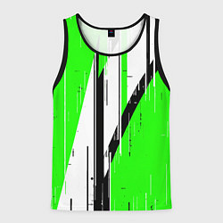 Майка-безрукавка мужская Black and white vertical stripes on a green backgr, цвет: 3D-черный