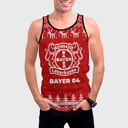 Майка-безрукавка мужская Новогодний Bayer 04 с оленями, цвет: 3D-черный — фото 2