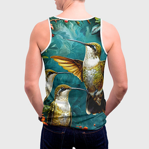 Мужская майка без рукавов Три птички колибри / 3D-Белый – фото 4