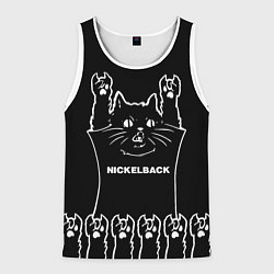 Майка-безрукавка мужская Nickelback: cat rock, цвет: 3D-белый