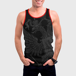 Майка-безрукавка мужская Герб России - черный минимализм, цвет: 3D-красный — фото 2