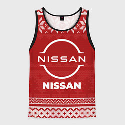 Майка-безрукавка мужская Новогодний Nissan, цвет: 3D-черный