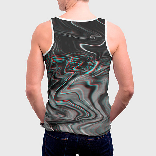 Мужская майка без рукавов Градиентный glitch / 3D-Белый – фото 4