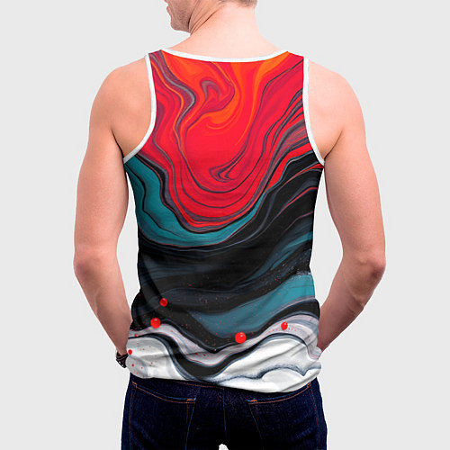 Мужская майка без рукавов Абстракция эбру / 3D-Белый – фото 4