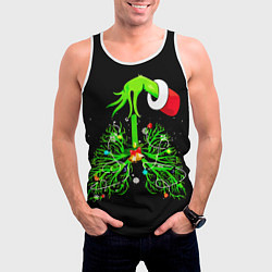 Майка-безрукавка мужская Гринч похищает сердца, цвет: 3D-белый — фото 2