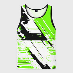 Майка-безрукавка мужская Diagonal black and green stripes on a white backgr, цвет: 3D-черный