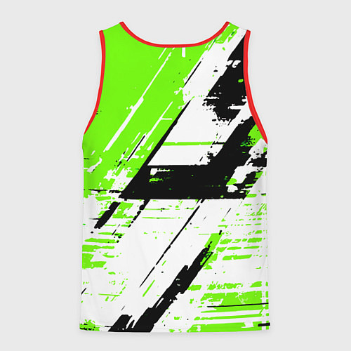 Мужская майка без рукавов Diagonal black and green stripes on a white backgr / 3D-Красный – фото 2