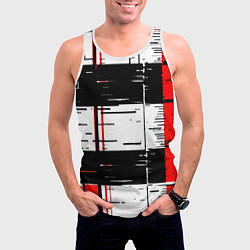 Майка-безрукавка мужская Чёрные и красные полосы на белом фоне, цвет: 3D-белый — фото 2