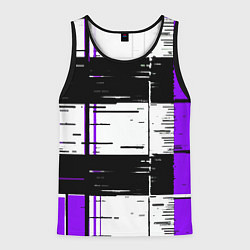 Майка-безрукавка мужская Чёрные и фиолетовые полосы на белом фоне, цвет: 3D-черный