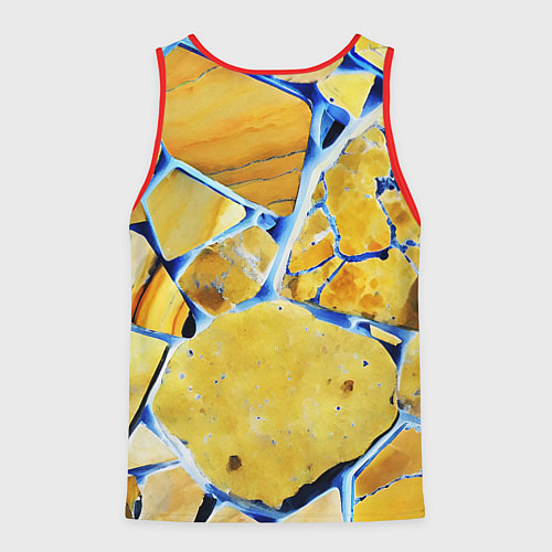 Мужская майка без рукавов Жёлто-синяя абстракция / 3D-Красный – фото 2