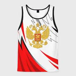 Майка-безрукавка мужская Российский красный - герб, цвет: 3D-черный