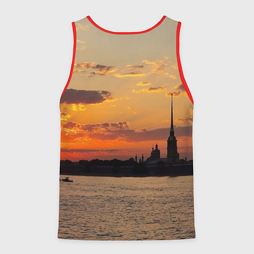 Мужская майка без рукавов Петропавловская крепость ранним утром / 3D-Красный – фото 2