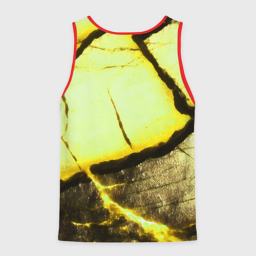 Мужская майка без рукавов Трещины на абстрактном жёлтом фоне / 3D-Красный – фото 2