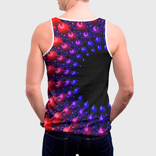 Мужская майка без рукавов Неоновая абстракция фрактал / 3D-Белый – фото 4