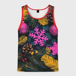 Майка-безрукавка мужская Новый год и краски, цвет: 3D-красный