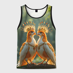 Майка-безрукавка мужская Влюбленные птички с коронами, цвет: 3D-черный