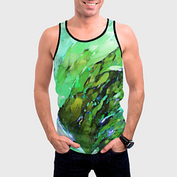 Майка-безрукавка мужская Зелёная абстракция, цвет: 3D-черный — фото 2