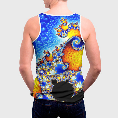 Мужская майка без рукавов Фрактальный узор текстура синий / 3D-Белый – фото 4