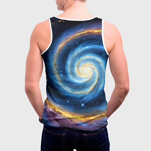 Мужская майка без рукавов Кот на фоне космоса / 3D-Белый – фото 4