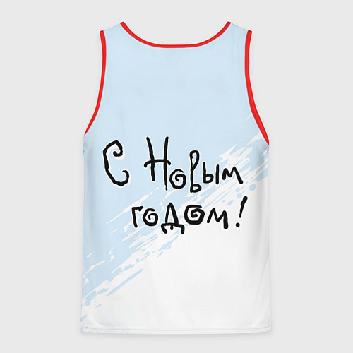 Мужская майка без рукавов Дед мороз с шампанским / 3D-Красный – фото 2