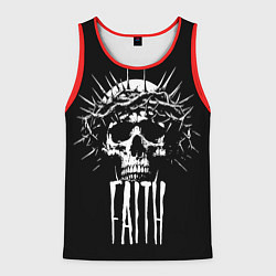 Майка-безрукавка мужская Череп надпись - вера, цвет: 3D-красный